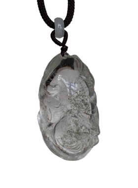 天然绿幽灵雕刻鱼吊坠