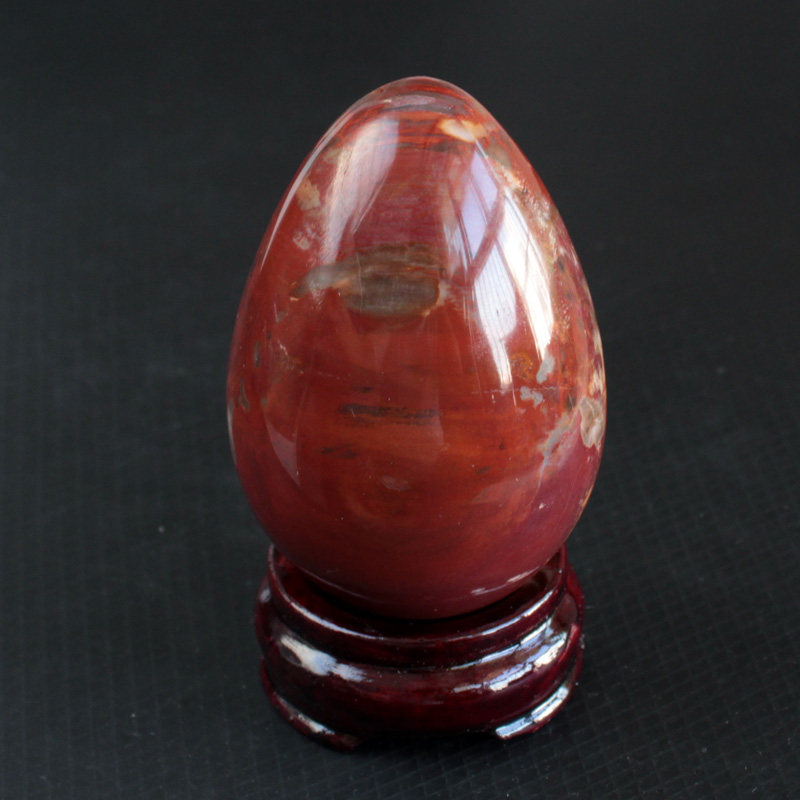 水玉冰魄天然红树化玉鸡蛋把玩 硅化木鸡蛋手把件树化石小摆件