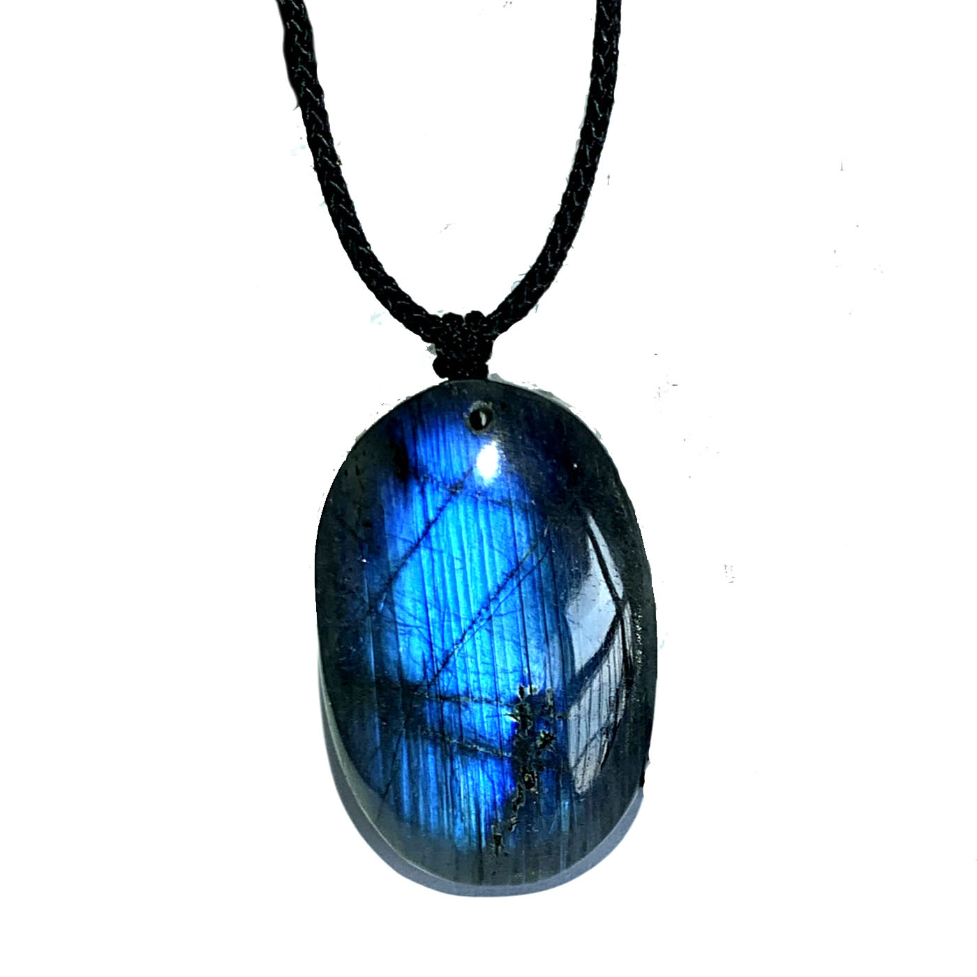 天然拉长石吊坠钠长石项链幽蓝光月光效应实物深蓝送绳