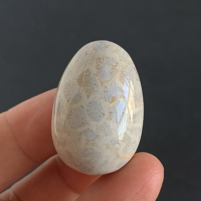 水玉冰魄天然珊瑚玉鸡蛋吊坠  玉化好 挂件项链 菊花石