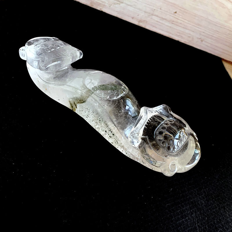 天然绿幽灵雕刻如意摆件
