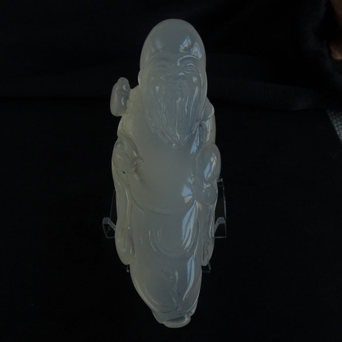 天然玛瑙雕刻寿星手把件
