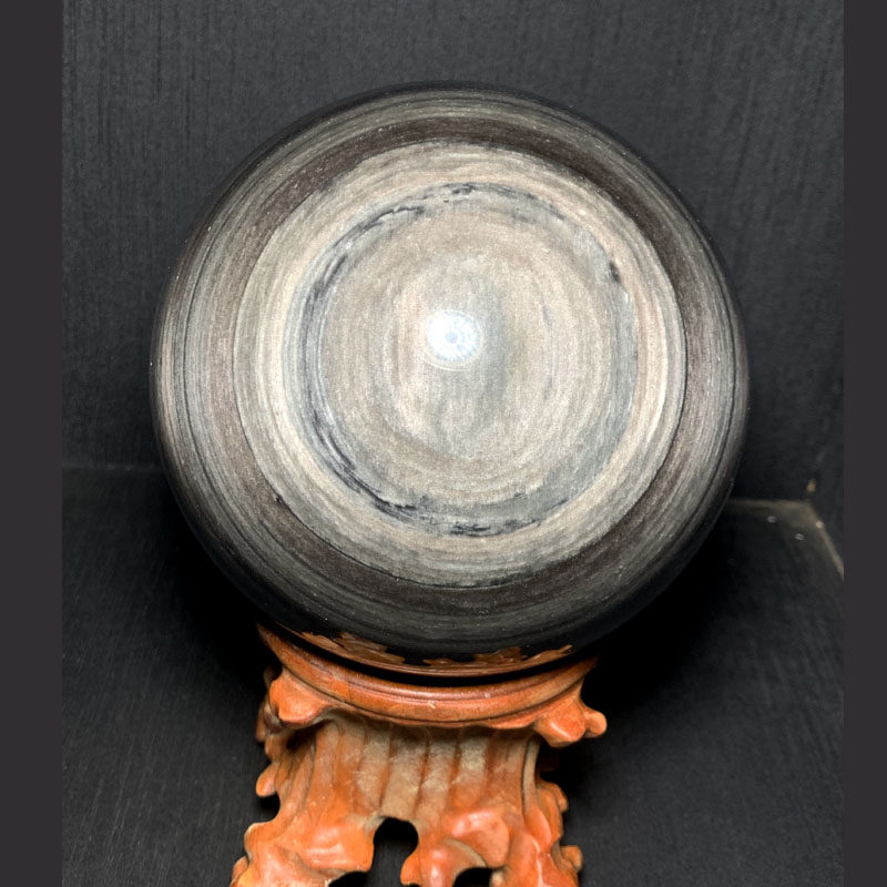 天然银曜石球摆件彩曜石把玩