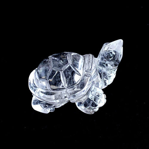 天然白水晶雕刻乌龟摆件实物清透