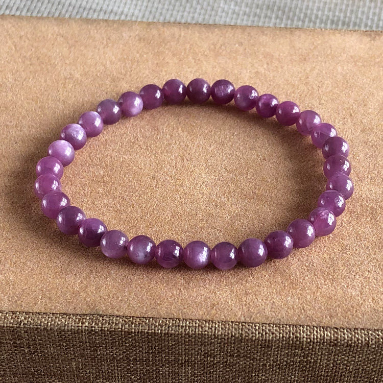 水玉冰魄天然红宝石手链带辉光效应光面多款多规格红刚玉圆珠手链