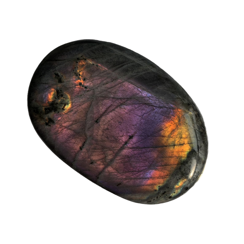 水玉冰魄天然紫金彩色拉长石手把件 观赏石 蓝光 钠长石原石把玩