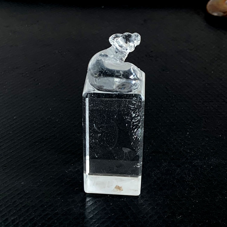 天然白水晶牛印章小狗笑脸猪生肖