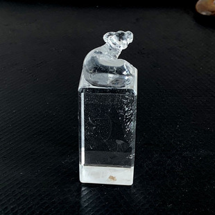 扭转乾坤天然白水晶牛印章立体生肖小猪小狗动物貔貅书画闲章刻字
