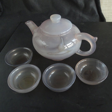 水玉冰魄天然玛瑙玉髓茶壶酒杯 供佛 清水质地润透 另具一格实物