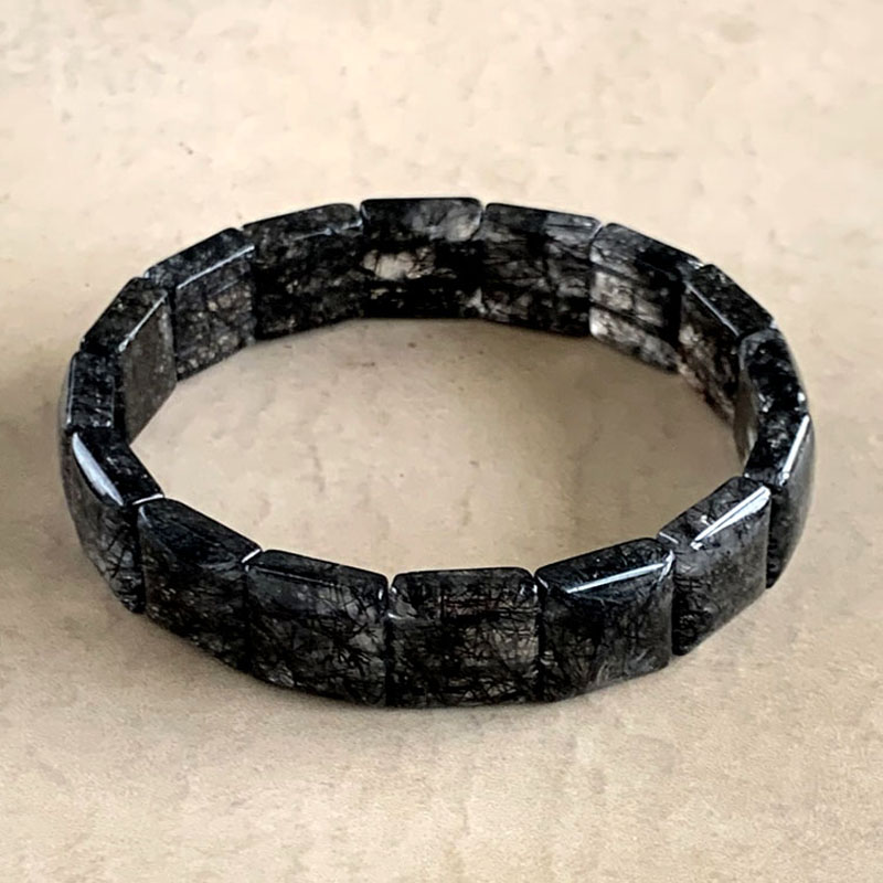 天然黑发晶手排水晶手链黑金刚