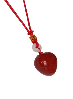 天然原石红色爱情心形吊坠