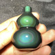 水玉冰魄天然黑曜石葫芦摆件手把件彩虹眼富贵胖葫芦把玩紫绿8字