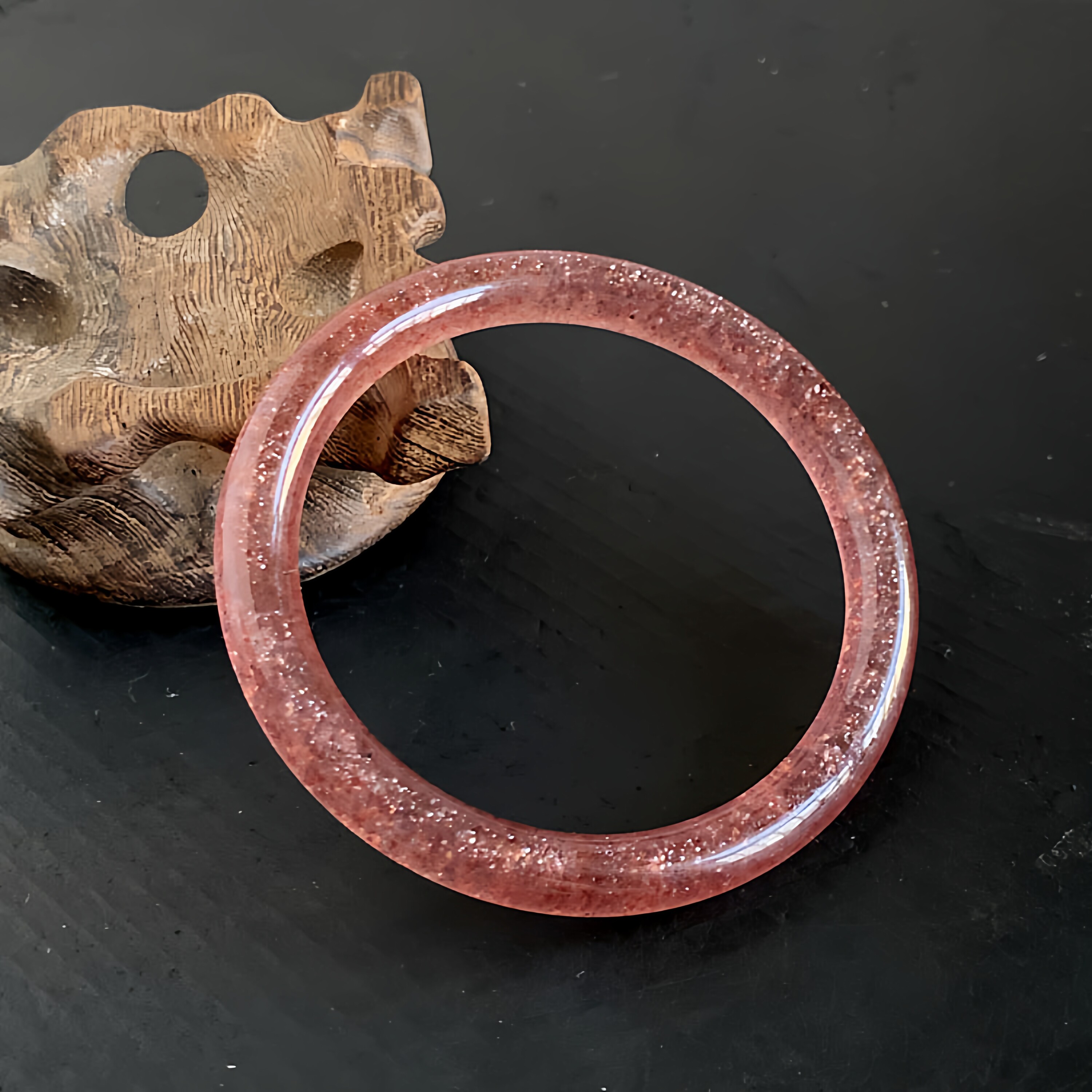 天然草莓晶手镯水晶饰品53MM