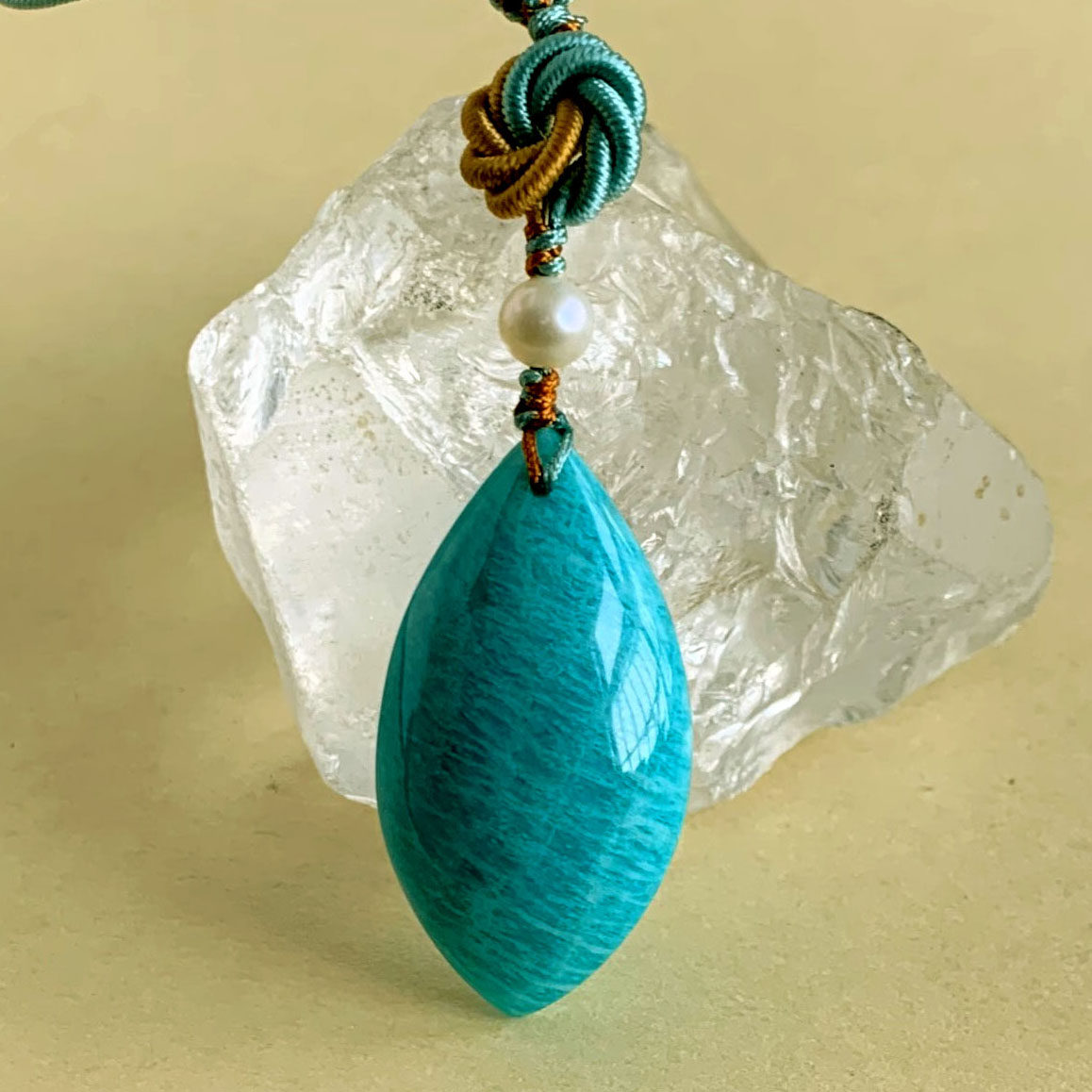 水玉冰魄天然天河石吊坠优化天河石水滴形项坠送证书配绳可爱冰透