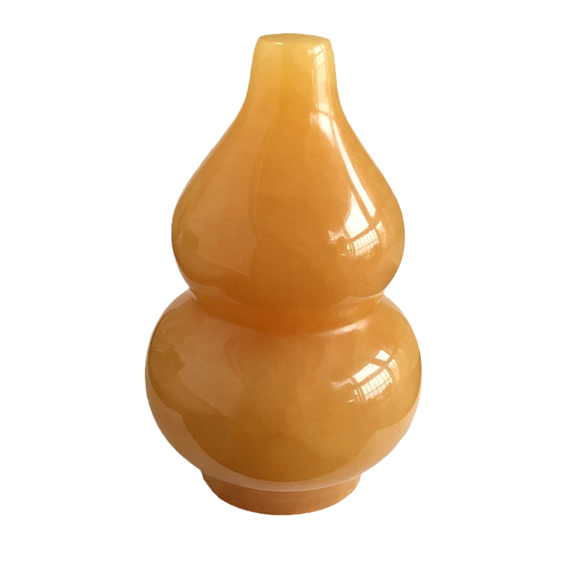 天然米黄玉葫芦摆件玉石家居摆饰