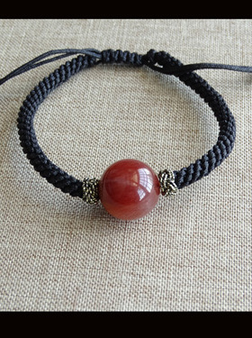 红发晶手绳猫眼顺发圆珠手链