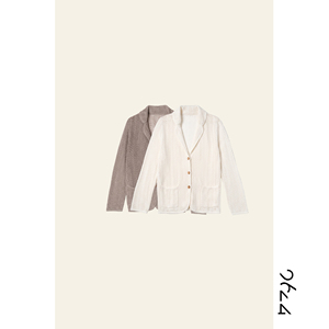 【断叶·亚麻织物】法国100野生亚麻+牛角扣针织女装外套6335331
