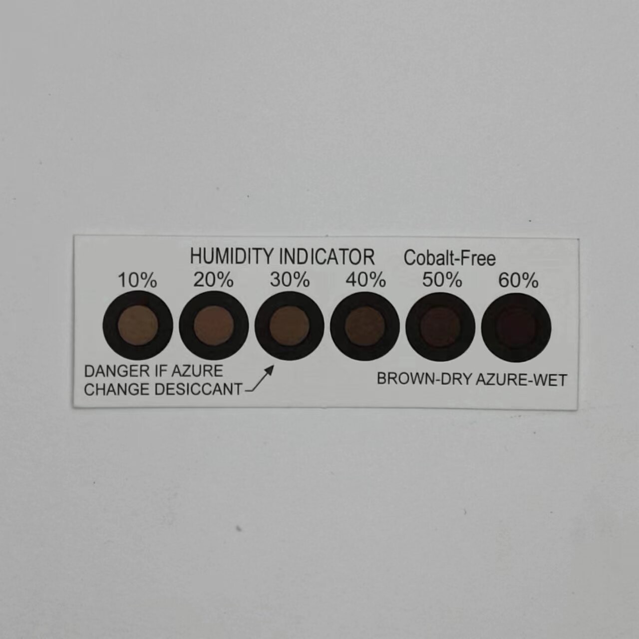 6点无钴湿度卡指示卡棕色变天蓝环保慢变色湿度计干燥剂10%-60%