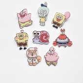 卡通海绵宝宝派大星胸针可爱少女心单面亚克力贴片学生情侣胸针