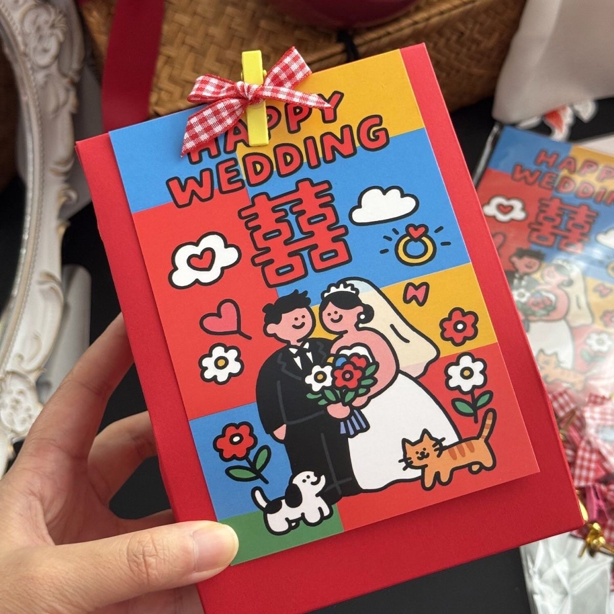 （免费定制）创意多巴胺喜糖盒订婚结婚伴手礼婚礼请柬厚纸盒