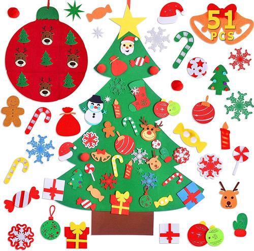 DIY Felt Christmas Tree Wall Hanging Decorations毛毡圣诞树
