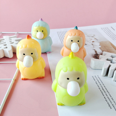 Squishy Mochi Fidget Toys  squeezy Stress ball吹泡泡鸭子恐龙