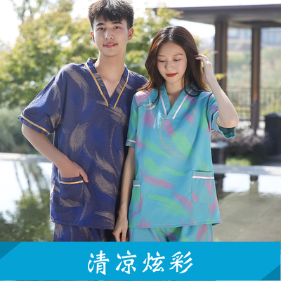 汗蒸服情侣装男浴大码加肥樱花兔