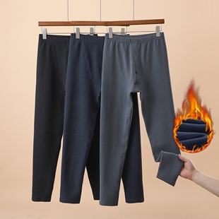 中老年男士冬季加绒加厚秋裤宽松大码爸爸德绒保暖裤爷爷棉毛衬裤