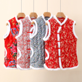 2025年新款 秋冬棉马甲女立领夹棉东北大花棉袄中国风盘扣碎花棉服