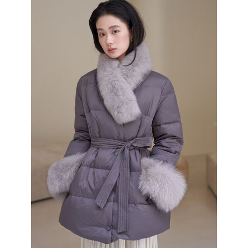 签儿新品狐狸毛90白鸭绒羽绒服