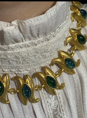 欧韩合金绿色女锁骨链项链