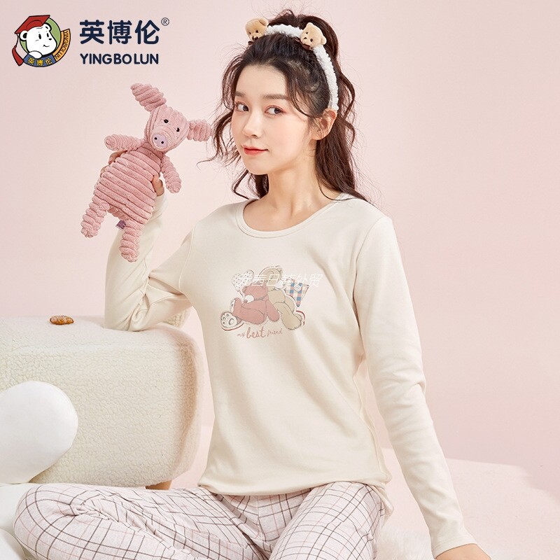 简约舒绒保暖发热圆领秋衣秋裤
