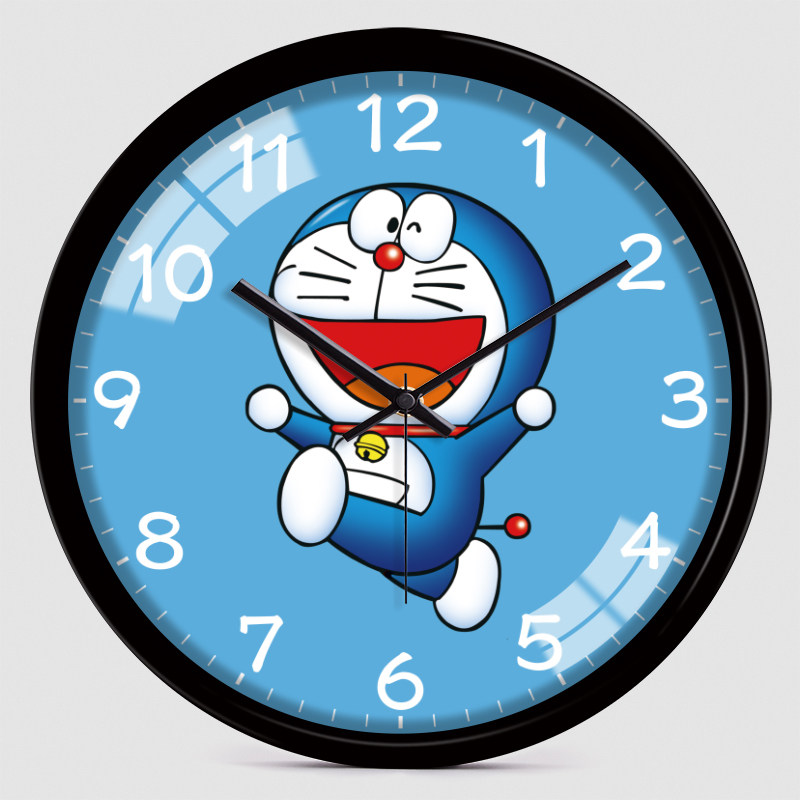 卡通可爱日系动漫哆啦a梦叮当猫机器猫卧室儿童房静音壁挂时钟表