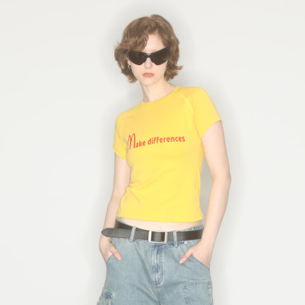 AXYPAGES正肩makedifferences印花T恤夏季显瘦甜酷美式上衣短袖