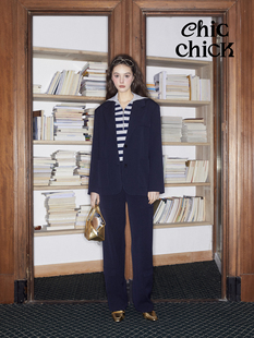 西装 薄款 外套 插袋垫肩休闲春季 ChicChick时髦小鸡vol19皇家蓝工装