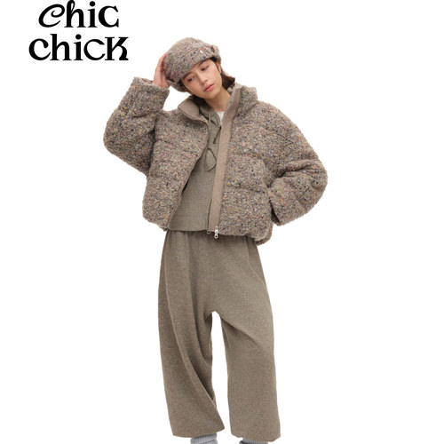 ChicChick多彩圈圈白鸭绒羽绒服