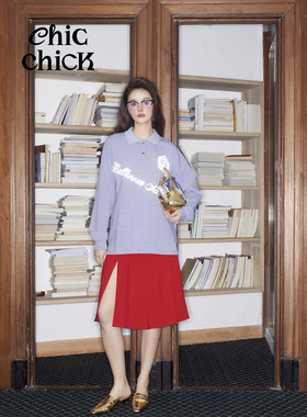 ChicChick时髦小鸡vol19geekchic苔丝红高开衩设计感百褶半身长裙