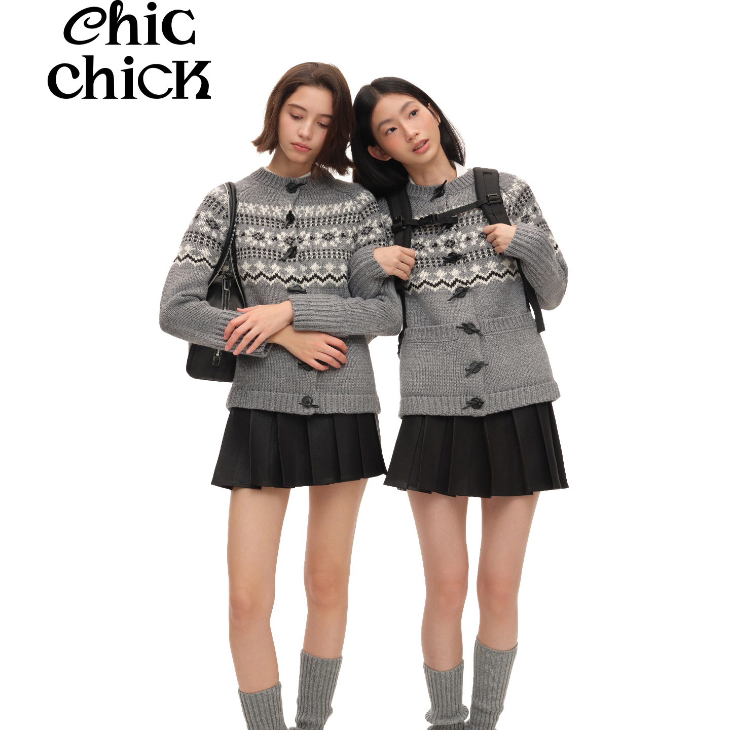 ChicChick时髦小鸡 威尔士之花 精制含羊毛费尔岛新年圣诞毛衣女