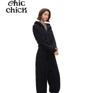 套装 ChicChick时髦小鸡 皇家蓝宽松连帽卫衣束脚卫裤 经典 舒芙蕾