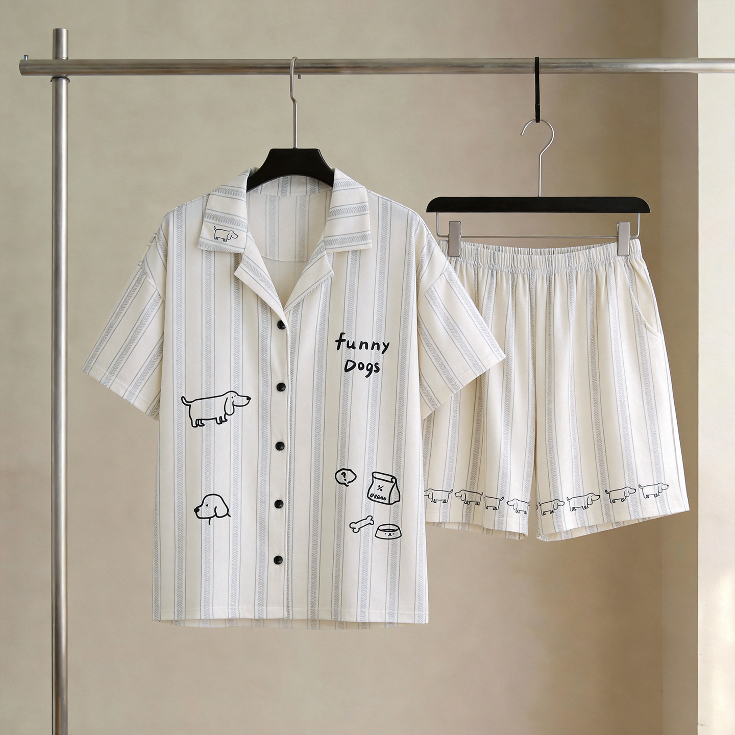 SLEEPTIGHT莫代尔情侣睡衣女款2026新款夏季短袖短裤条纹男家居服