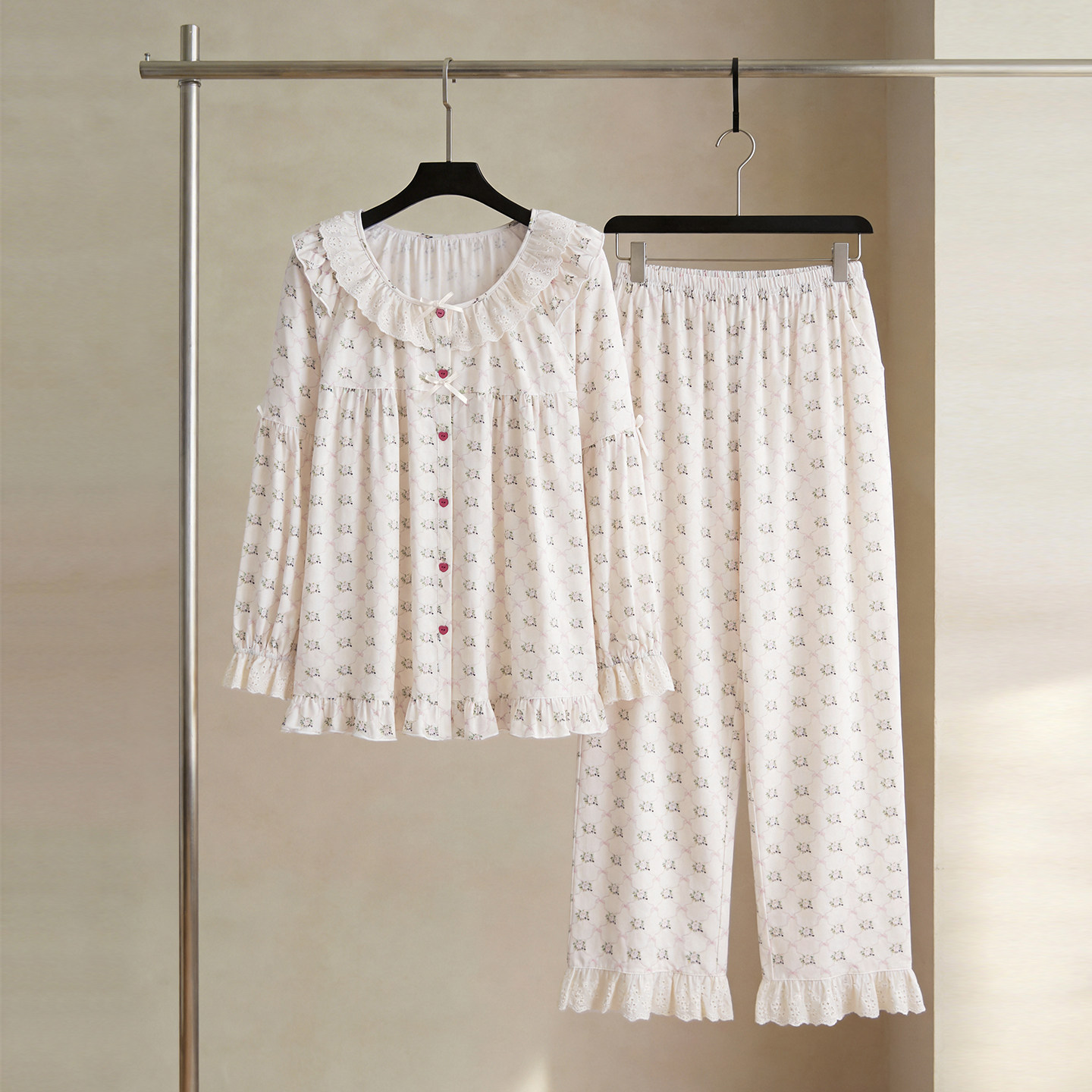 SLEEPTIGHT莫代尔睡衣女款春秋2026新款长袖碎花甜美小个子家居服