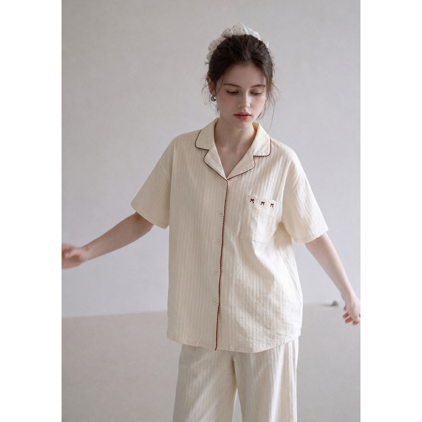 SLEEPTIGHT凉感棉睡衣女夏季短袖长裤设计感小众甜美可外穿家居服