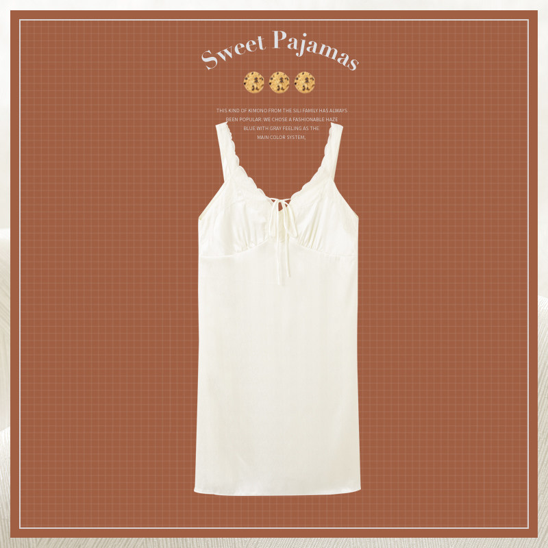 SLEEPTIGHT冰丝睡裙带胸垫夏季吊带女款小个子纯欲风性感夏天睡衣