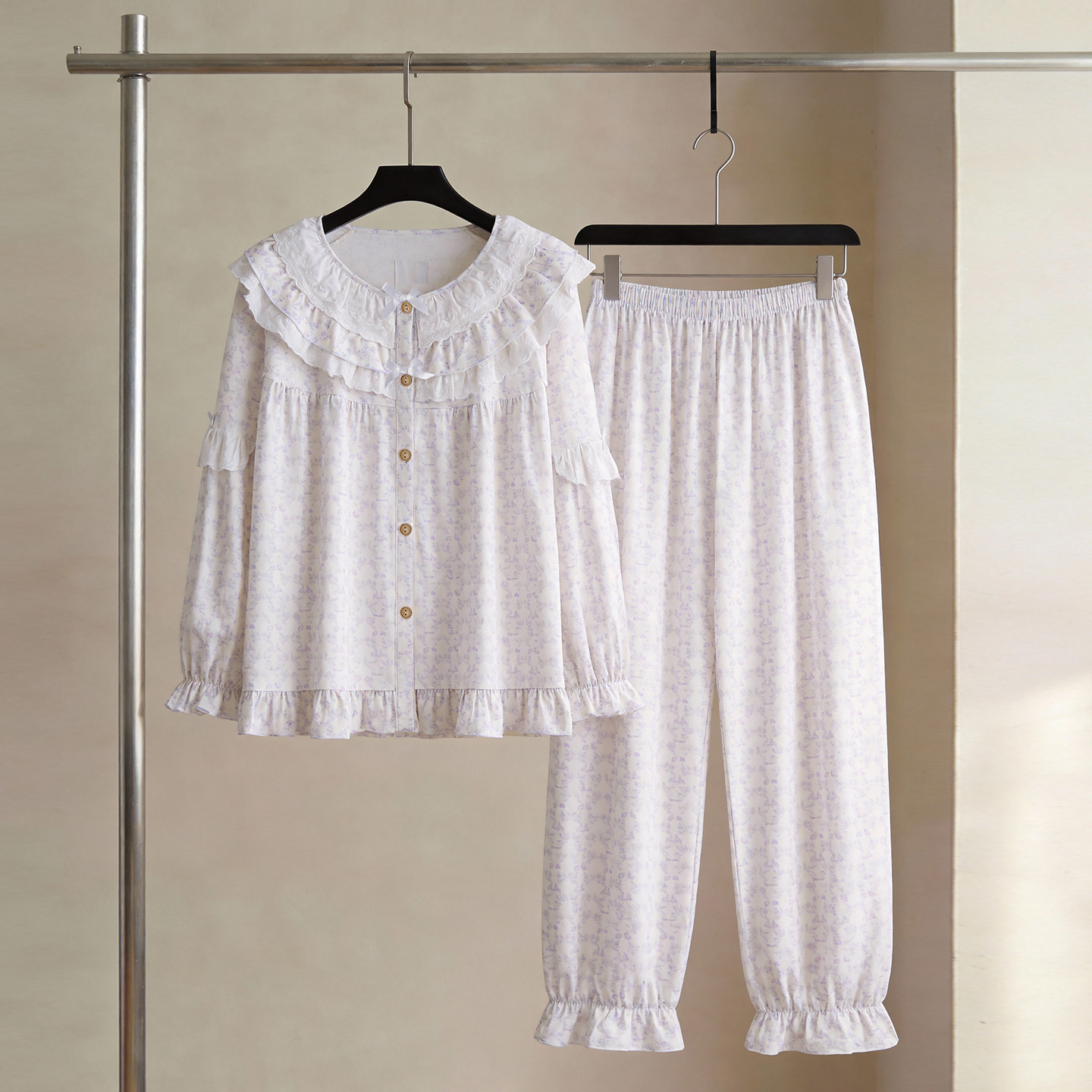 SLEEPTIGHT睡衣女款春秋纯棉长袖甜美法式公主风可爱赫本风家居服