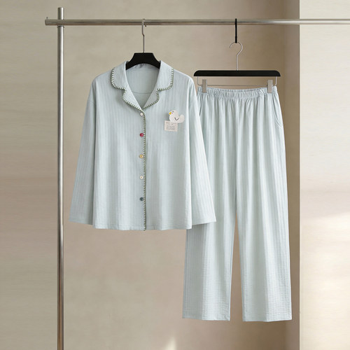 思莉纯棉睡衣女款长袖开衫家居服