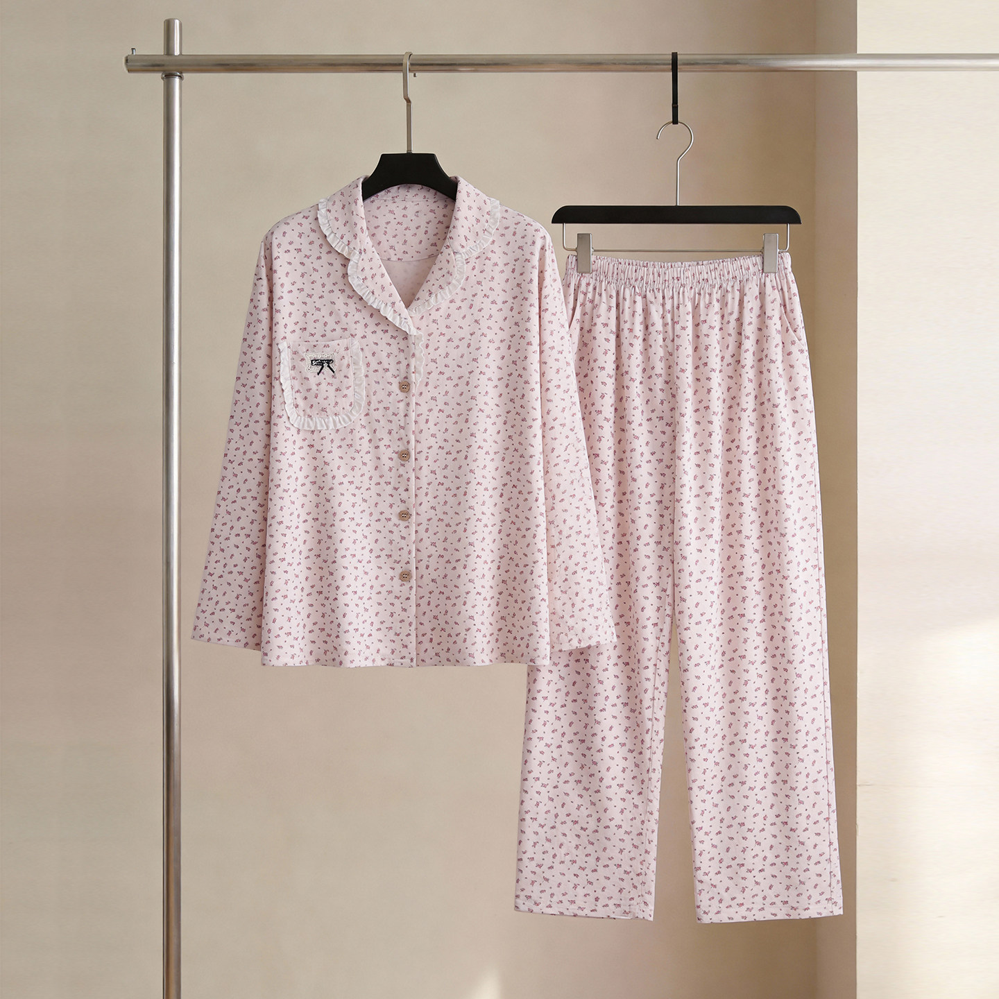 SLEEPTIGHT春秋妈妈睡衣女款2026新款纯棉长袖气质粉色碎花家居服