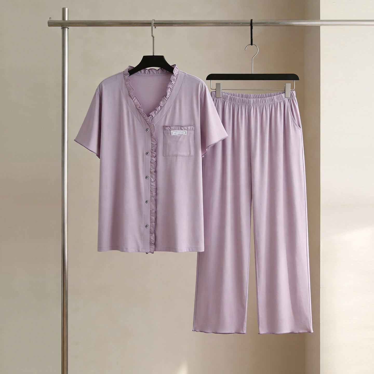 SLEEPTIGHT凉感莫代尔睡衣女款夏季短袖长裤妈妈款紫色夏天家居服