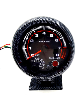 汽车改装转速表95mm水转印碳纹白色背光12V汽油车仪表