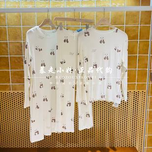 暴走小妹城堡专柜正品25新款可爱大熊猫满印长袖家居服睡衣睡裙