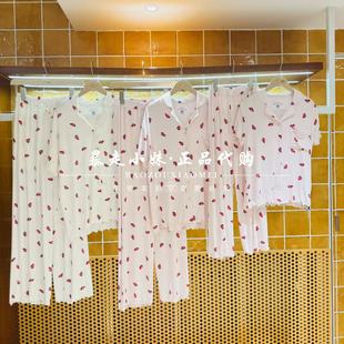 暴走小妹城堡专柜正品25新款甜美草莓满印木耳边女家居服睡衣